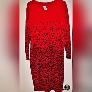 BRAND NEW Bright Red Dress With Leopard Spots & Sequins - Size 3X